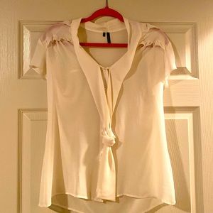 Cream blouse see through rayon material size L